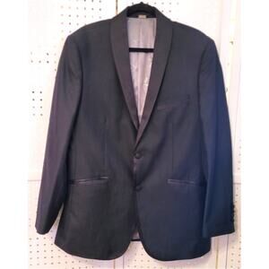 Moustache Mens Black Tuxedo Sport Coat Blazer Satin Trim Wool Blend US 42 EU 52